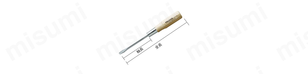 製品の寸法図（画像イメージはマイナスドライバー）