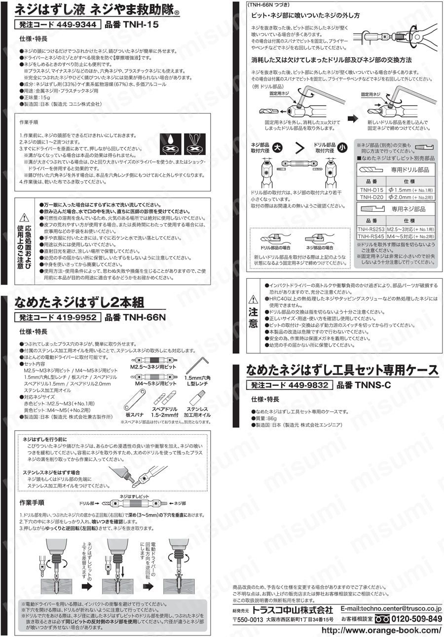 TNNS-5 | なめたネジはずし工具セット | トラスコ中山 | ミスミ | 449-9824