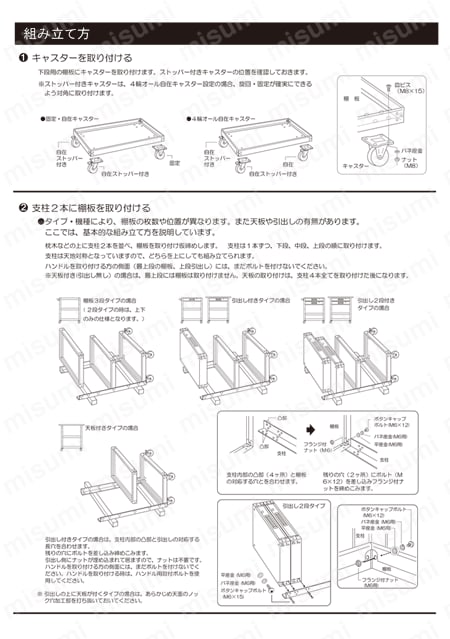 イーグルワゴン（ウレタンキャスター4輪自在仕様・引出し付） 取扱説明書-2