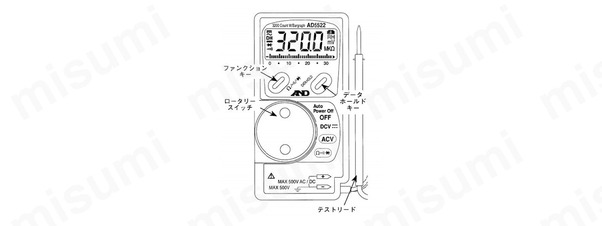 A&D 6000カウント デジタルマルチメーター AD-5519 AD5519(代引不可