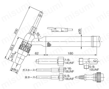 YT-50TSW2C1 | TIGトーチ 標準タイプ（水冷式） | パナソニック溶接 ...