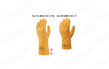 袖口から水や油が浸入しにくい、全長30cmのロングタイプ。