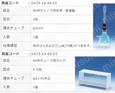 NMRチューブ洗浄乾燥器 5型／ラック5R | 東京硝子器械 | MISUMI(ミスミ)