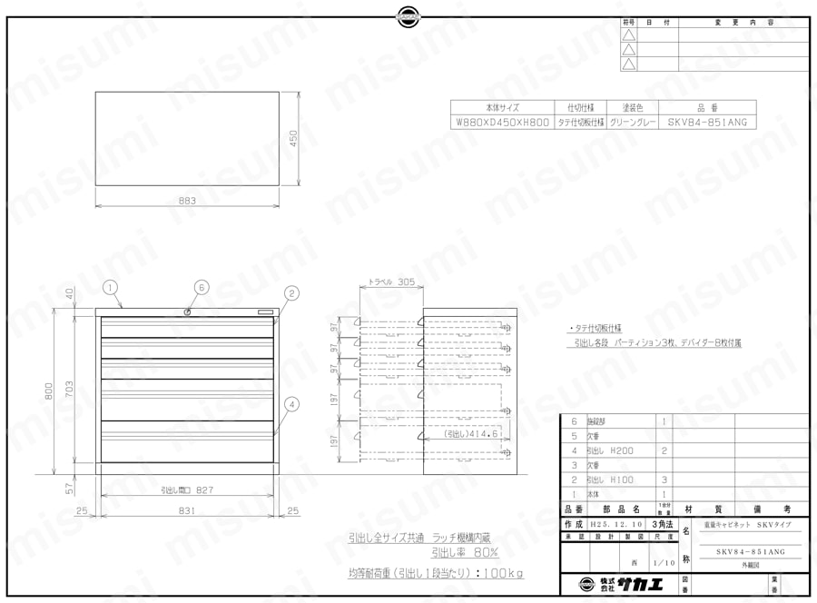 重量キャビネット SKVタイプ W880×D450×H800mm | サカエ | MISUMI(ミスミ)