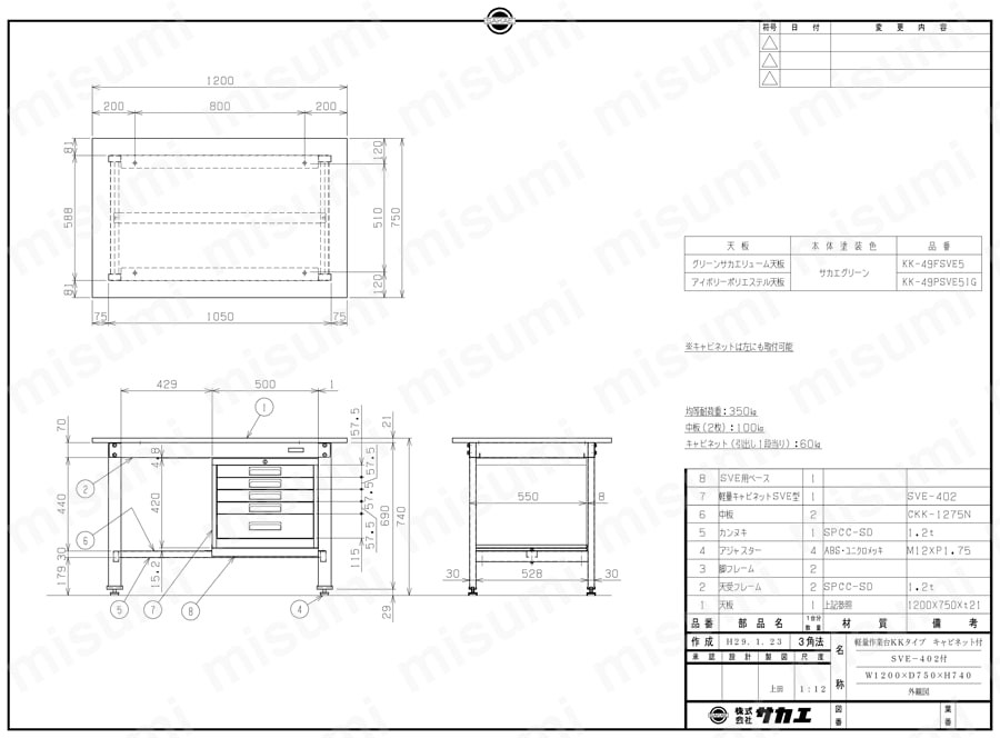 軽量作業台ＫＫタイプ（スモールキャビネット付） KK-69SSL5 送料無料 サカエ 軽量作業台 スモールキャビネット付き KKタイプ KK