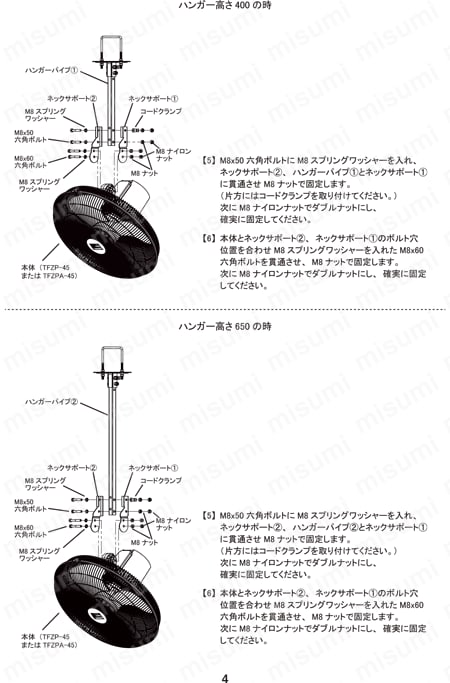 全閉式工場扇 ゼフィール ハンガータイプ ハンガーアングルのみ