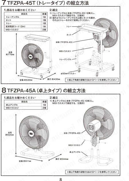 TFZPA-45A | 全閉式工場扇 ゼフィール 卓上タイプ Style5：アルミハネ