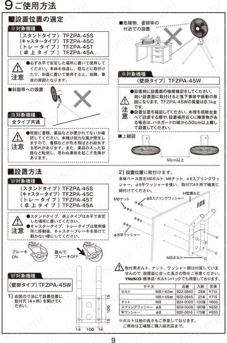 TFZPA-45A | 全閉式工場扇 ゼフィール 卓上タイプ Style5：アルミハネ