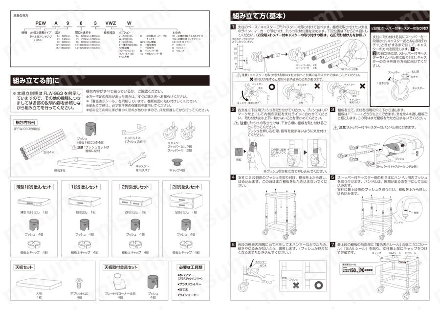 フェニックスワゴン （省音タイプ・薄型1段引出し付） 取扱説明書-2