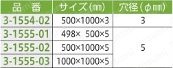 塩ビ製パンチングプレート 規格表