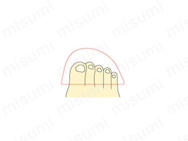 スクエア型 親指から第4趾まで、指の長さにあまり差がなく、爪先は四角い。