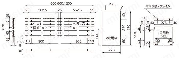 531-322 SUS水切棚 A型 杉田エース MISUMI(ミスミ)