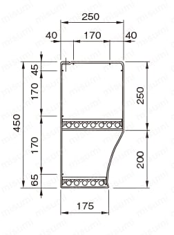 パイプ水切棚 1段式・2段式 外形図02