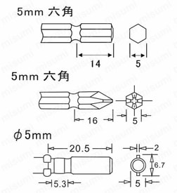 カウンター内蔵電動ドライバー HFB-BE500シリーズ  取付可能ビット