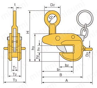 横吊クランプ（ロックハンドル式先割型） | スーパーツール | MISUMI