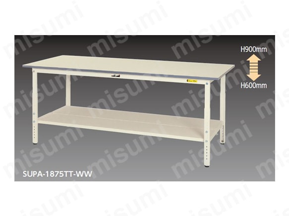 ワークテーブル150シリーズ 高さ調整タイプ（H600mm～H900mm 全棚板