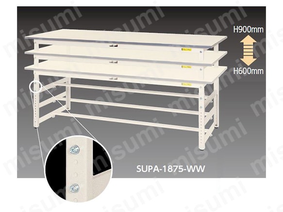 SUPA-1275-WW | ワークテーブル150シリーズ 高さ調整タイプ（H600mm
