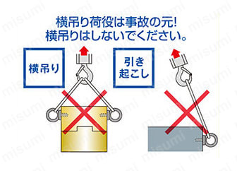 横吊り / 引き起こし 横吊り荷役は事故の元。横吊りはしないでください。