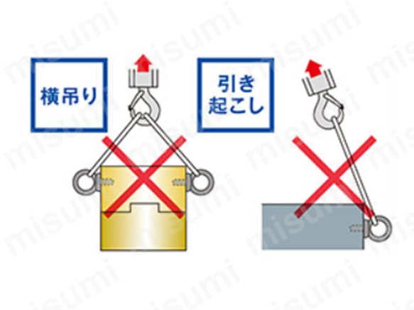 横吊り荷役は事故の元。横吊りはしない。