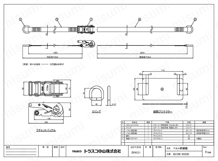 ベルト荷締機 Dリング 使用例2