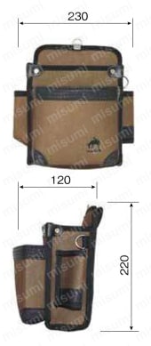 ツールバッグ HUMHEMシリーズ ウエストバッグ 腰袋内ホルダー付外観図