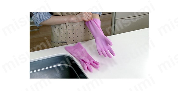 手袋の裾部分を少し厚めに加工しているため、ぬぎはめがしやすい。
