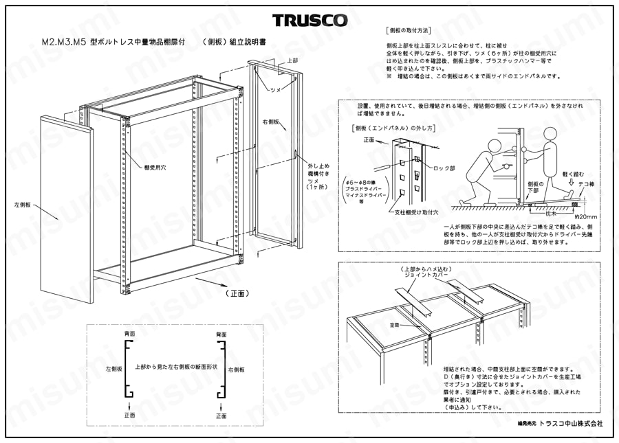 軽中量ボルトレス棚 M3型 （パネル・扉付・300kgタイプ､高さ1800mm､3段