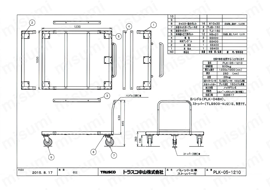 TRUSCO(トラスコ) パレット台車用フレーム 1100×1100 PLK-05-1111F - 1