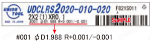 UDCLRS 超硬合金・硬脆材加工用 2枚刃ロングネックラジアス ラベルサンプル