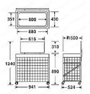 折りたたみ式メッシュゴミ箱 回収バスケットL 外形図01