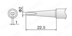 小型温調式はんだこて用交換コテ先（T18シリーズ）  外形図2