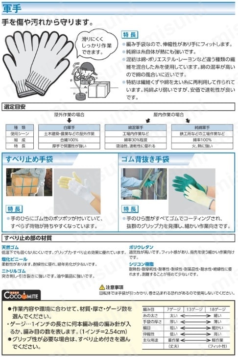 11 コットンセームすべり止め手袋 | 丸和ケミカル | MISUMI(ミスミ)