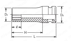 14305M-19 | インパクトソケット1／2＂（12.7mm） 12角ディープ