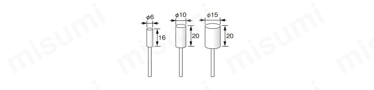 円筒タイプ／φ3（軸径3mm） 寸法図