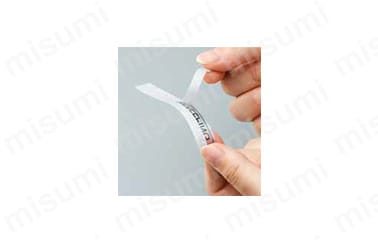 めくりやすくて貼りやすい／テープの裏面（剥離紙）にもスリットが入っているため、テープをめくりやすく、剥離紙から剥がしやすいので、ラベルの貼り付けもスムーズにできる。