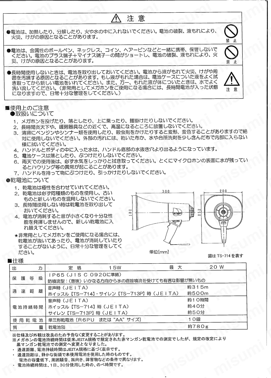 EA916X-35 15W メガホン ASA樹脂製 エスコ MISUMI(ミスミ)