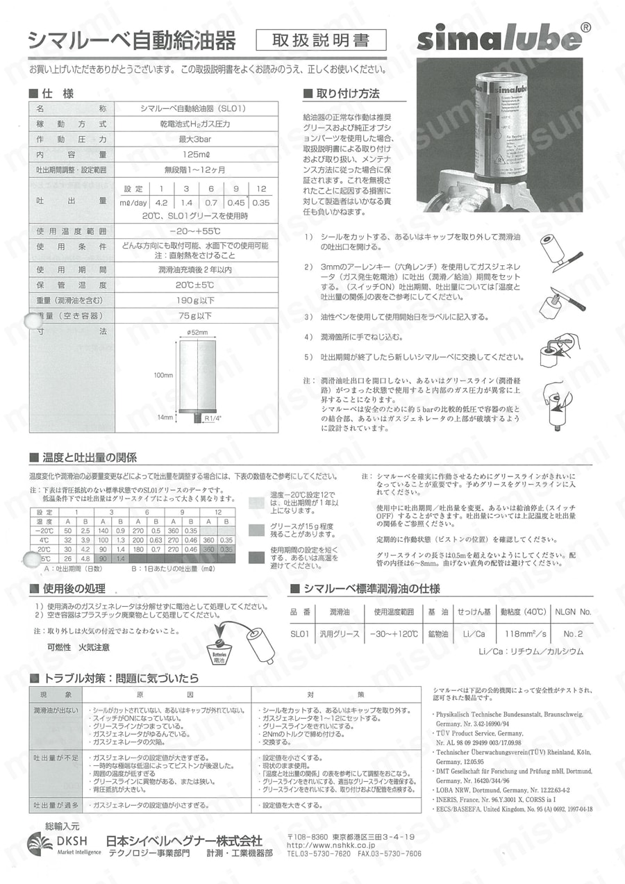 グリース自動給油器（リチウム系）