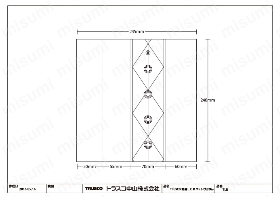 TRUSCO 簡易LEDパット ぴかりん 外形図01