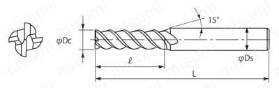 DLC ミル VL 4D DLCVL4-4D 外形図