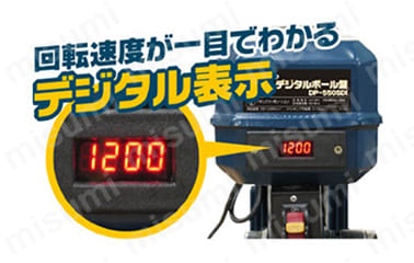 回転速度が一目でわかるデジタル表示
