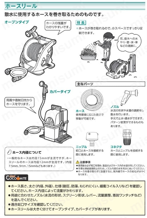 スーパー工業 ホースリール 横置型 60m巻