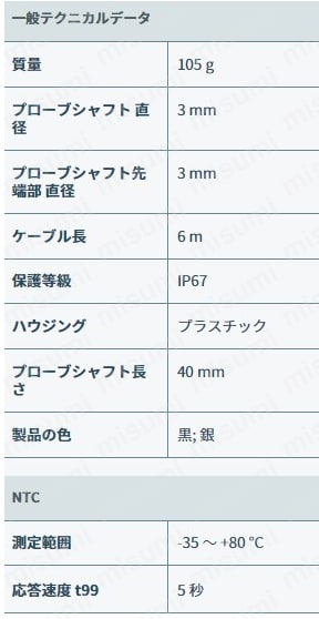 テストー 高精度浸漬/差込 温度プローブ(IP67) | テストー