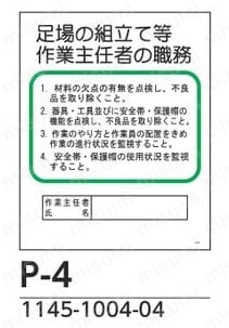 1145100404 | グリーンクロス Pー4 足場の組立て等作業主任者の職務