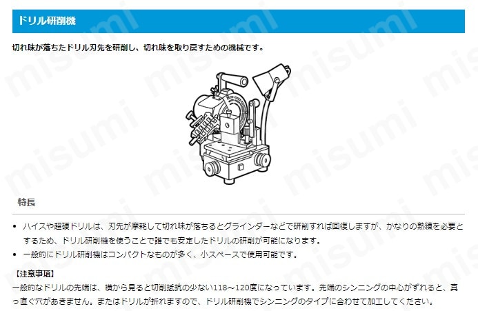 RELIEF 鉄工ドリル用ドリルシャープ | ミツトモ | MISUMI(ミスミ)
