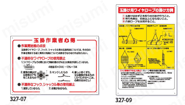 ユニット 玉掛関係標識 玉掛作業は有資格者で エコユニボード 600×300  製品の基本仕様・特長02