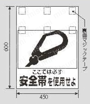 ユニット ワンタッチ標識 足場組立・解体作業 ターポリン 600×450 外形図