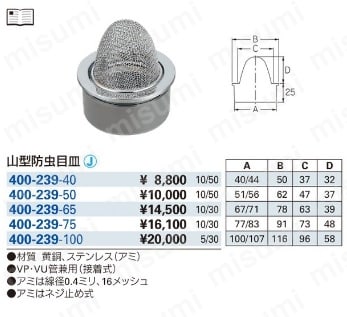 400-239-100 | カクダイ VP・VU兼用山形防虫目皿 400-239-100