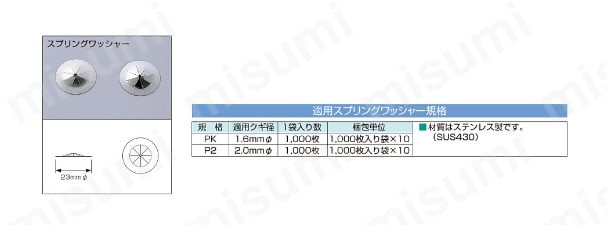 TILEMENT スプリングワッシャー P2 1000個 | タイルメント