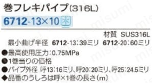 カクダイ 巻フレキパイプ(316L) 6712-13X10 | カクダイ | MISUMI(ミスミ)