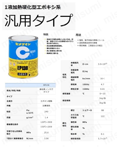 エポキシ形接着剤 EP138 1kg AP-026 | セメダイン | MISUMI(ミスミ)